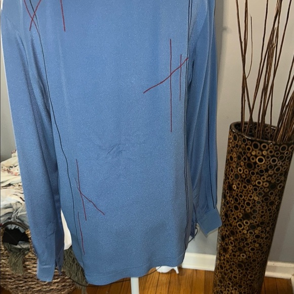 Worth Blue Blouse with Red Stitching - Picture 7 of 14